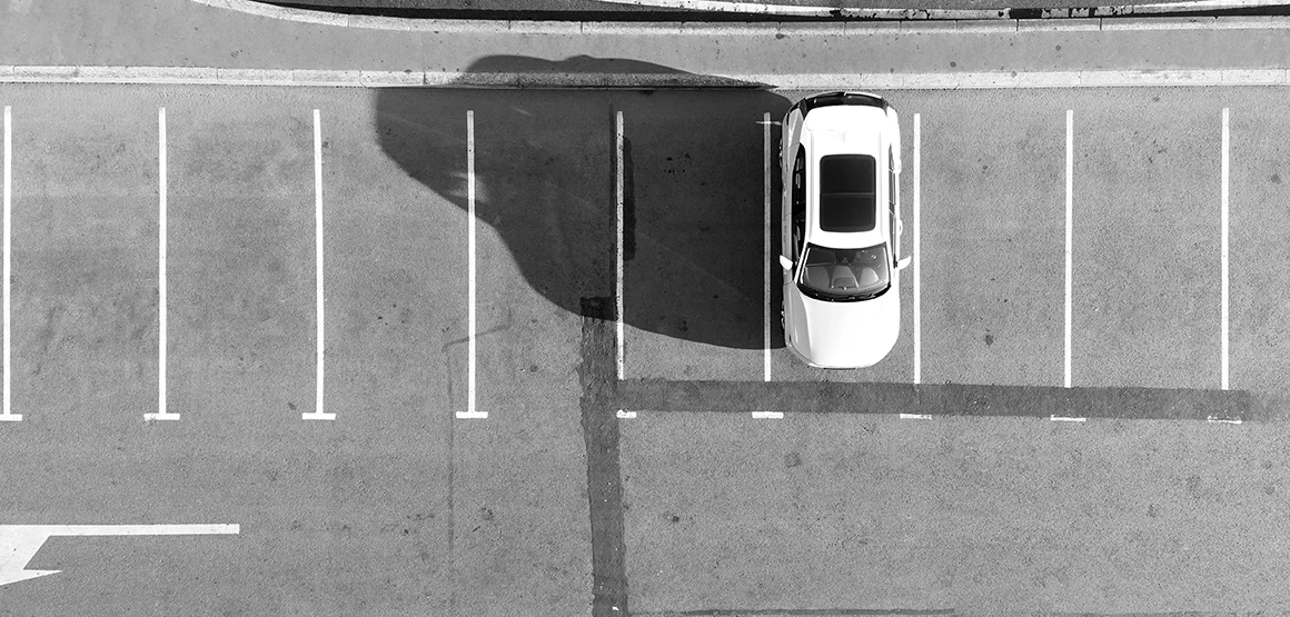 Lone car parks in the summertime heat