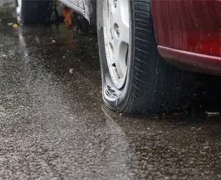 Car with a flat tire